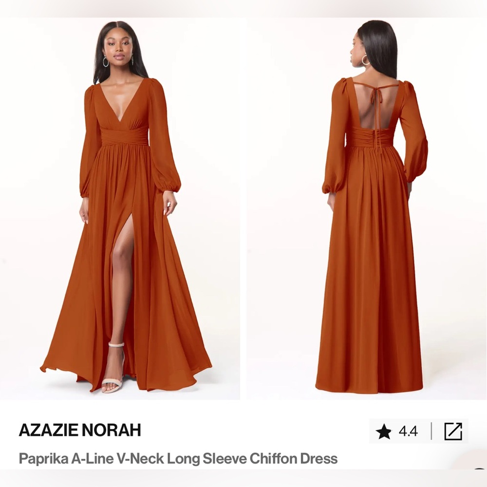 Azazie Norah Paprika
A-Line V-Neck Long Sleeve Gown